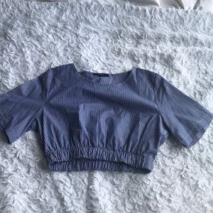 Blue and white striped crop top